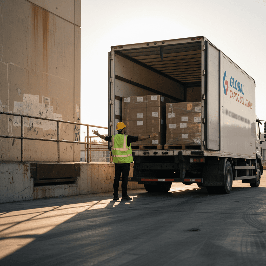 Short-haul transport truck at loading dock